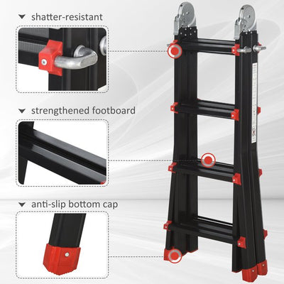 4M Aluminium Telescopic Extendable Ladder W/ Non-Slip Feet