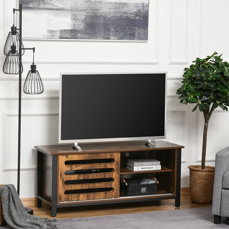 Industrial Wood-Effect TV Stand, With Storage