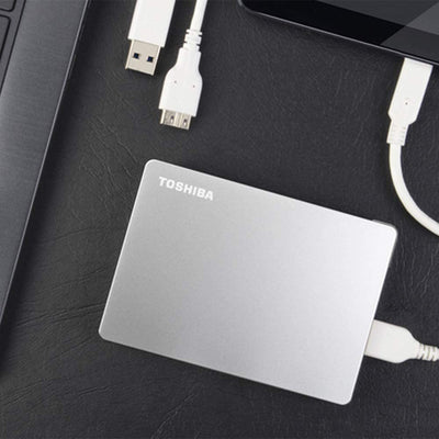 Toshiba 2TB Canvio Flex Portable External Hard Drive for Mac, Windows PC and Tablet, compatible with USB-C and USB-A devices, Silver (HDTX120ESCAA)