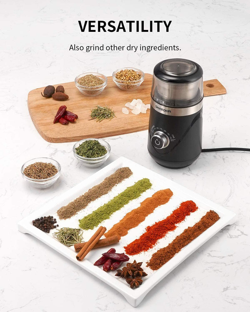 SHARDOR Coffee Grinder Electric, Removable Stainless Steel Cup, 25000rpm Powerful Grinder for Dried Spice, Pepper, Grain, Coffee Bean, Nuts