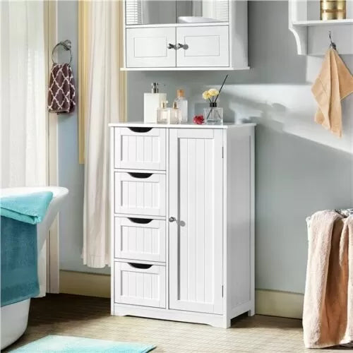 4 Drawers Unit Bathroom Cabinet - White