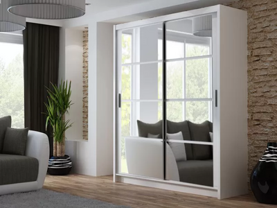 Delta Sliding Door Wardrobe - Black, White, Grey