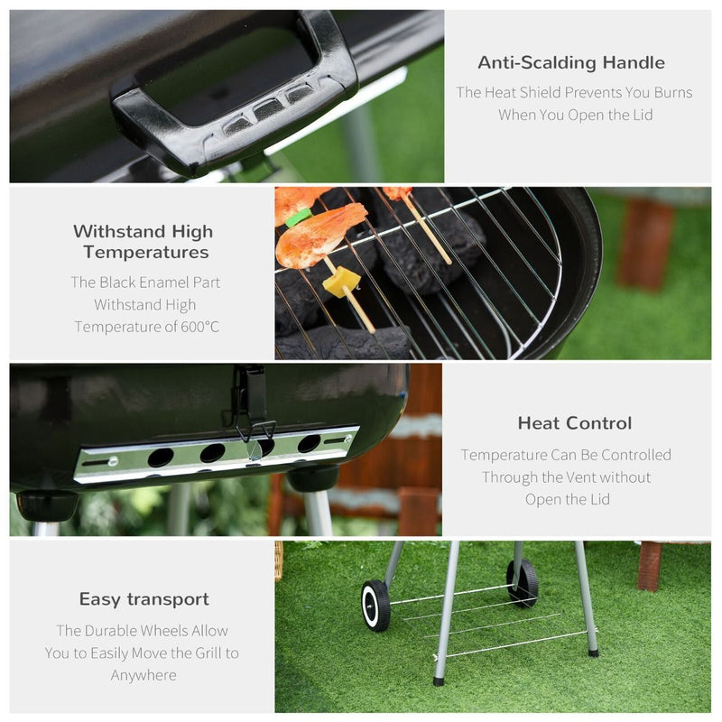 Portable Steel Frame Charcoal Grill Barbeques