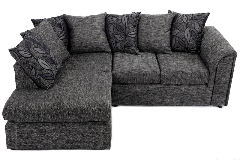 Byron Left Hand Corner Sofa - Black Dundee