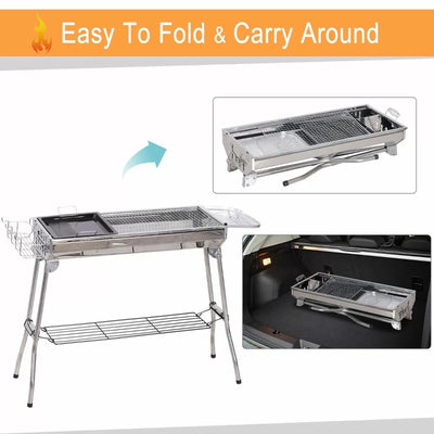 Stainless Steel Portable Charcoal BBQ Grill