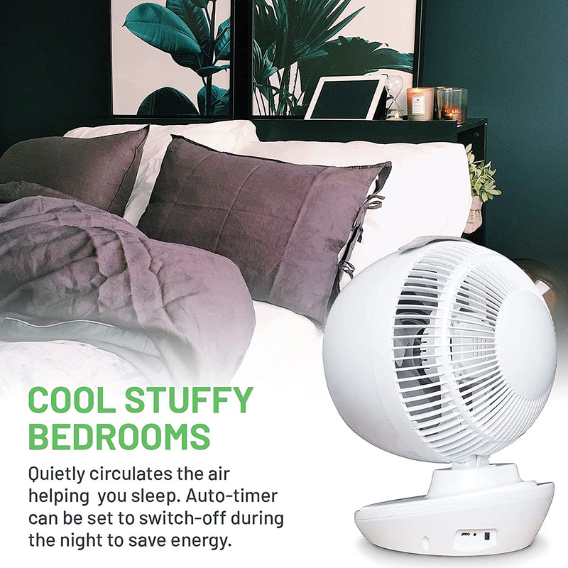 Meaco 650 Cooling Fan - Small, Silent Desk Fan for Bedrooms, Desktops and Offices that is Portable, Oscillating and Remote Controlled