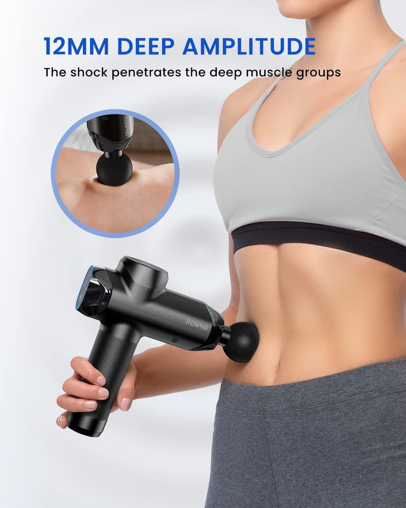 RENPHO 2022 R3 Power Massage Gun Deep Tissue, Powerful Quiet Electric Handheld Massager, LCD Touch Control, Electric Massager for Shoulder Back Leg