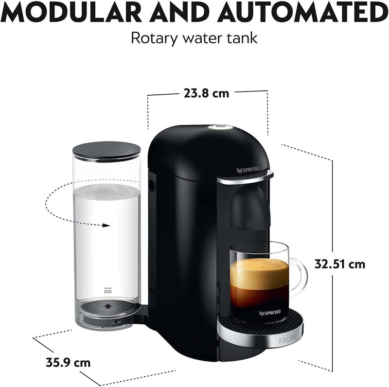 Nespresso Vertuo Plus XN900840 Coffee Machine by Krups, Black & Chrome [Energy Class A]