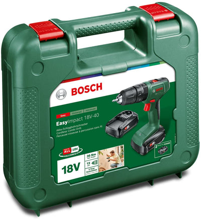 Bosch Home and Garden Cordless Combi Drill EasyImpact 18V-40 (2 batteries, 18 Volt System, in carrying case)