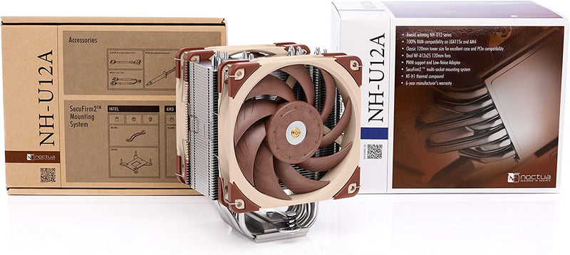 Noctua NH-U12A, Premium CPU Cooler with High-Performance Quiet NF-A12x25 PWM Fans (120mm, Brown)