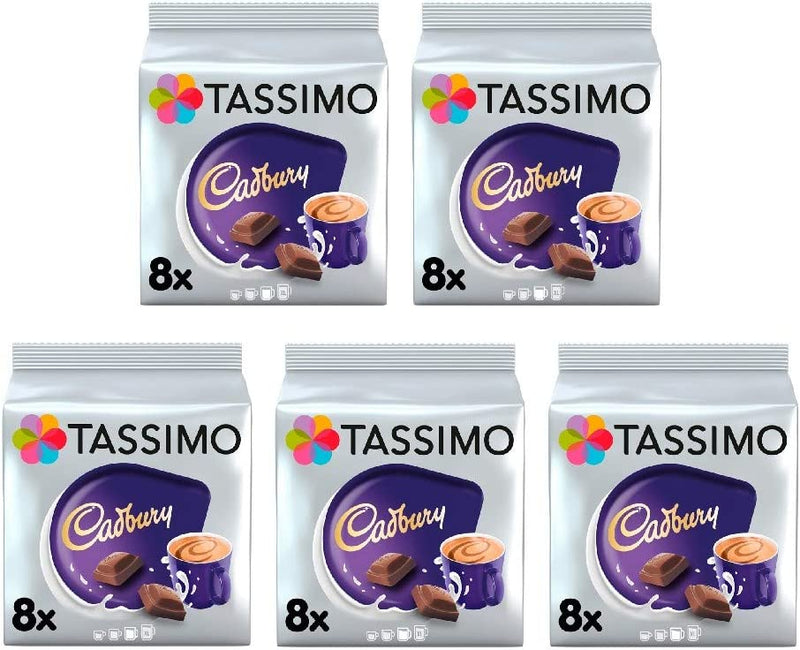 Tassimo Cadbury Hot Chocolate Pods (Pack of 5, Total 40 Coffee Capsules)