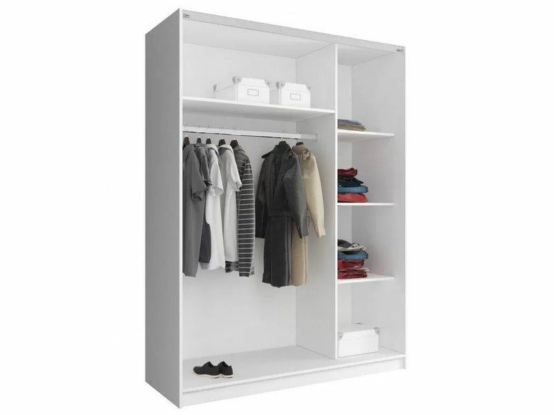 Merlin-I Mirrored 2-Door Sliding Wardrobe - White or Sonoma Oak