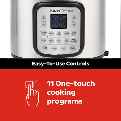 Instant Pot Duo Crisp + Air Fryer 11-in-1 Electric Multi-Cooker, 5.7L, Slow Cooker, Steamer, Sous Vide, Dehydrator with Grill, Food Warmer & Baking