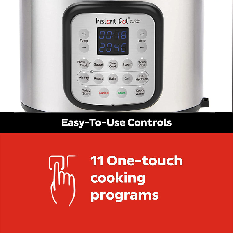 Instant Pot Duo Crisp + Air Fryer 11-in-1 Electric Multi-Cooker, 5.7L, Slow Cooker, Steamer, Sous Vide, Dehydrator with Grill, Food Warmer & Baking