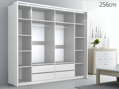 Drako Mirrored Wardrobe - White and Grey