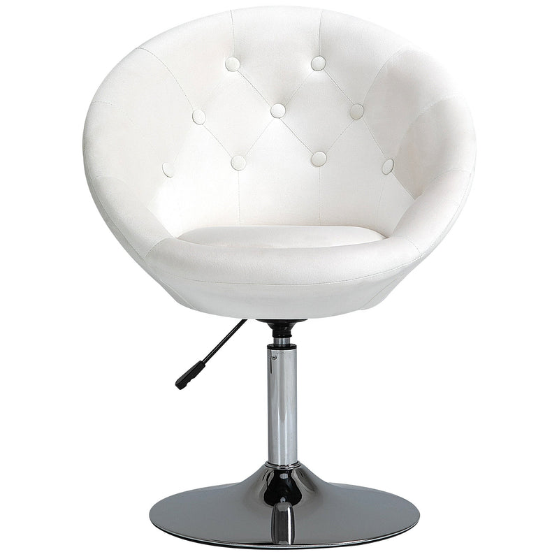 Tufted Fabric Bar Dining Stool,  Adjustable Height Armless Swivel Seat - Cream White