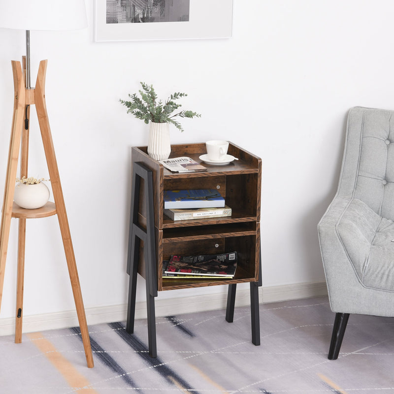 Particle Board Twin-Set Industrial Side Tables - Brown