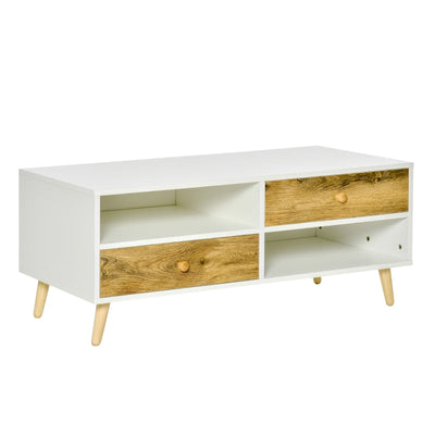 Coffee Table Rectangular End Side , White Brown