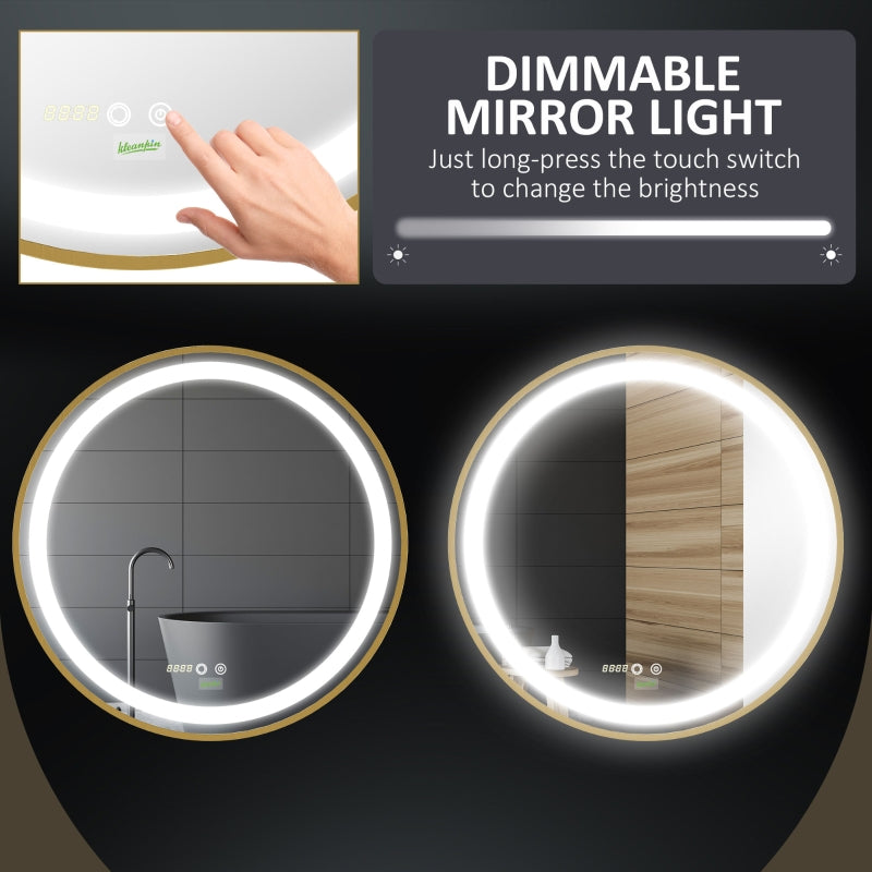 Round Illuminated Bathroom Mirrors Dimmable LED