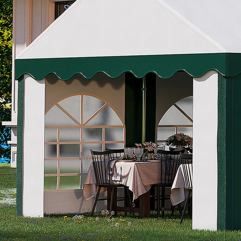 Outsunny 8 x 4m Garden Gazebo with Sides, Galvanised Marquee Party Tent with Eight Windows and Double Doors, for Parties, Wedding and Events