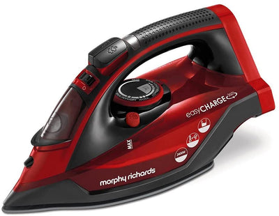 Morphy Richards 303250 Cordless Steam Iron easyCHARGE 360 Cord-Free, 2400 W, Red/Black