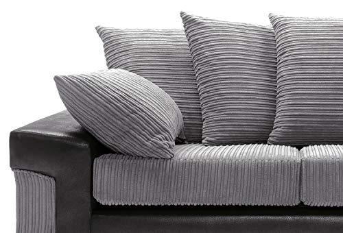 Dino Jumbo Cord Black and Grey 3 Seater