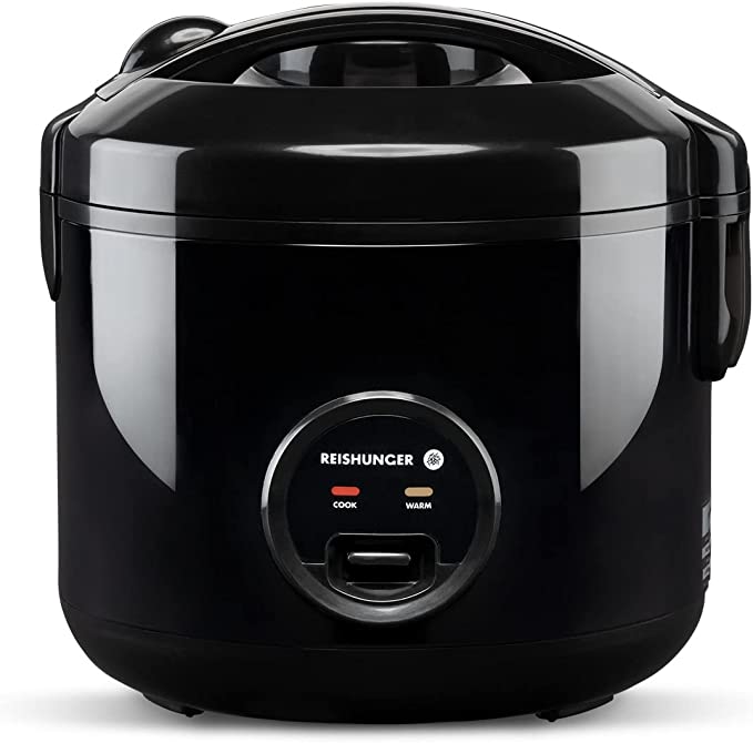 Reishunger Rice Cooker & Steamer with Keep-Warm Function for 1-6 People - Quick Preparation Without Burning - Non-Stick Coating incl. Steamer Insert