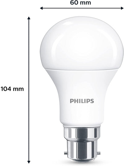 Philips LED B22 Frosted Light Bulbs, 13 W (100 W) - Warm White, Pack of 6 [Energy Class E]