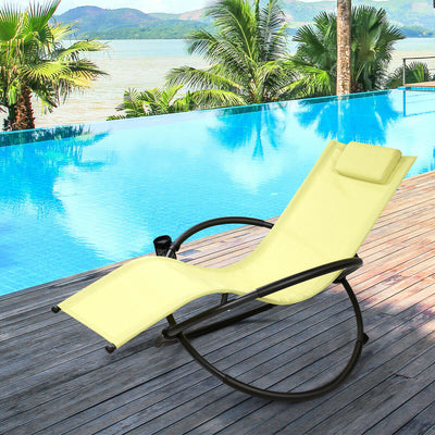 Folding Sun Lounger Rocking Chair Zero Gravity