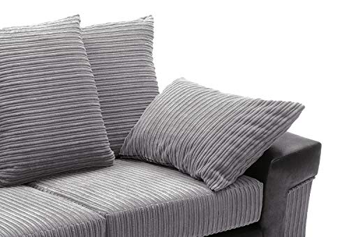 Dino Jumbo Cord Black and Grey 3 Seater