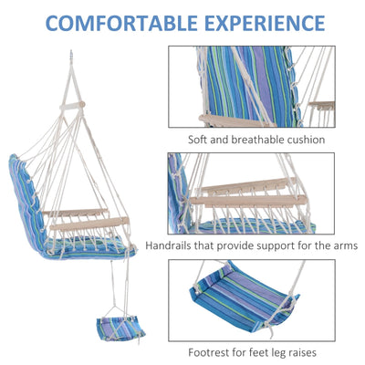 Outdoor Hammock Hanging Rope Chair - (Blue)