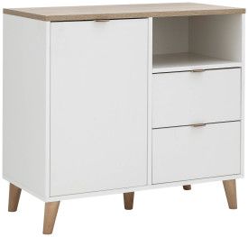 Alma Compact Sideboard with Door and Drawers - White and Oak