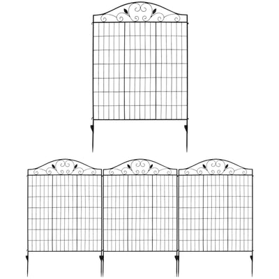 4 Panels Folding Iron Decorative Garden Fence Interlockable