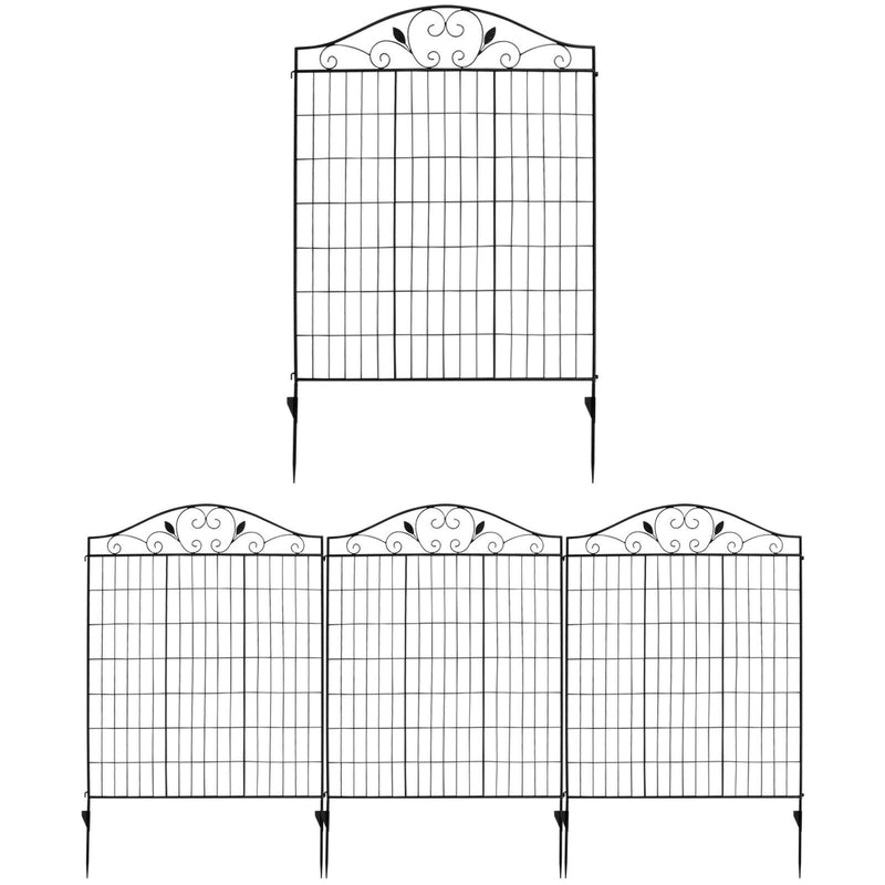 4 Panels Folding Iron Decorative Garden Fence Interlockable