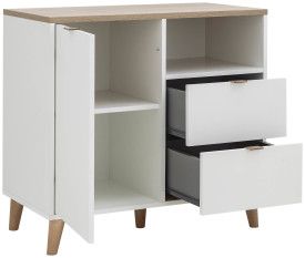 Alma Compact Sideboard with Door and Drawers - White and Oak