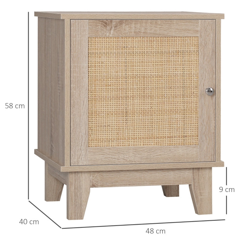 Nightstand, Bedside Table With Storage Cupboard, Natural