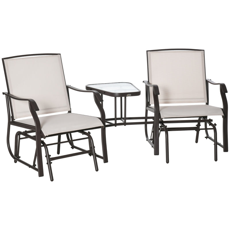 Garden Double Glider Rocking Chairs - Beige