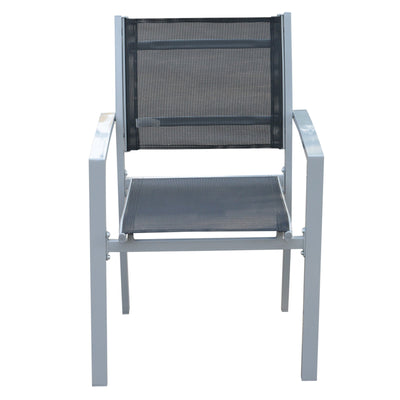 Outsunny Set Of 2 Outdoor Chairs Square Steel Frame Texteline Seats Foot Caps Mesh Boxy Comfortable Easy Clean Black Grey