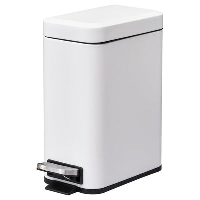 5L Rectangular Steel Pedal Bin - White