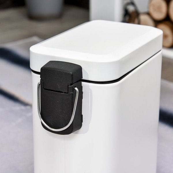 5L Rectangular Steel Pedal Bin - White