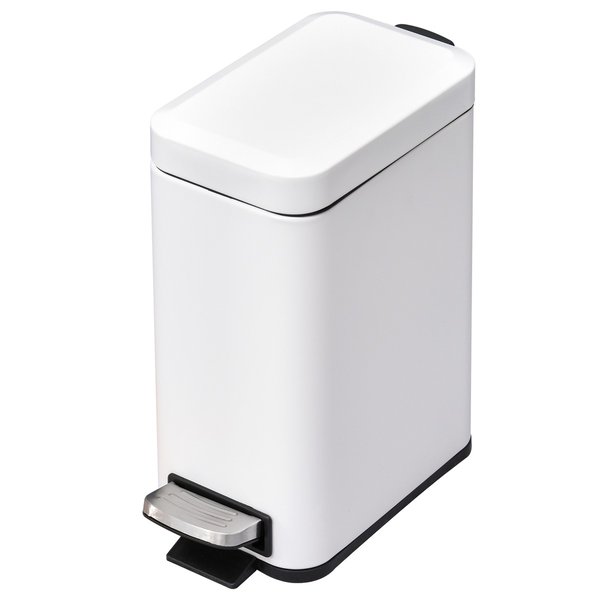 5L Rectangular Steel Pedal Bin - White