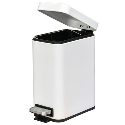 5L Rectangular Steel Pedal Bin - White