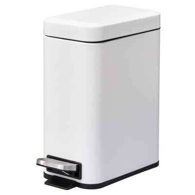 5L Rectangular Steel Pedal Bin - White