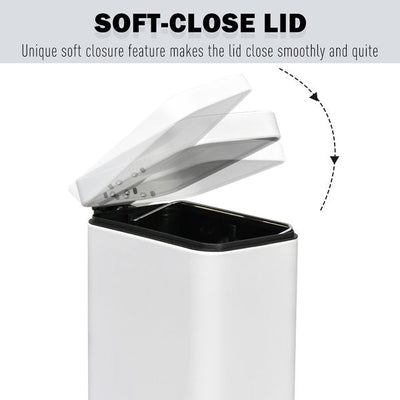 5L Rectangular Steel Pedal Bin - White