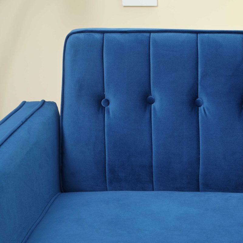 Modern Convertible Sofa Futon Velvet, Blue