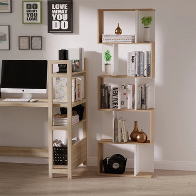 BORO Five-Tier 'S' Shaped Shelving Unit - White