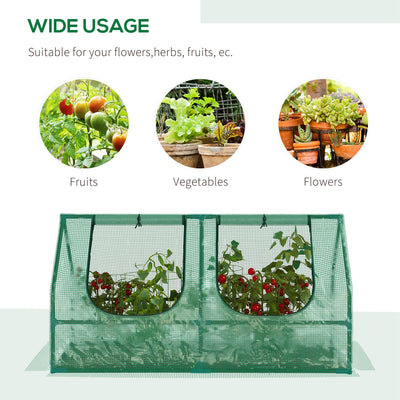 Outsunny Mini Greenhouse Portable Flower Planter Tomato Vegetable House for Garden Backyard with Zipper 120 x 60 x 60 cm, Green