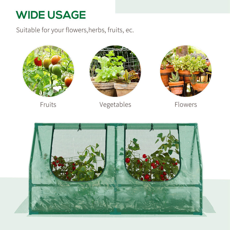 Outsunny Mini Greenhouse Portable Flower Planter Tomato Vegetable House for Garden Backyard with Zipper 120 x 60 x 60 cm, Green