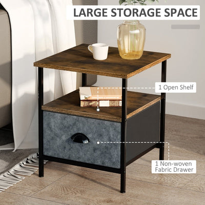 Bedside Table, Nightstand With Non-Woven Fabric Drawer