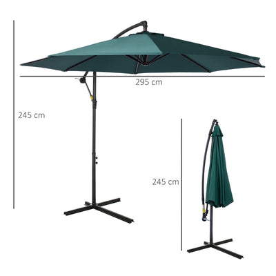 Garden Banana Parasol Hanging Cantilever Umbrella - Dark Green